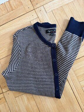 agnès b. striped cardigan in navy and gold - Size 1